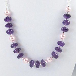 Amethyst, Crystal Pearl, Sterling Silver Necklace